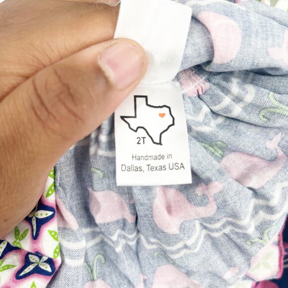 Olive Mae Toddler Girls Whale Gingham Mixed Print Tiered Halter Dress Size 2T - Picture 5 of 9